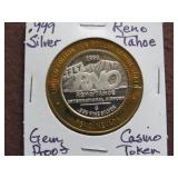 .999 SILVER RENO / TAHOE CASINO TOKEN GEM PROOF
