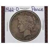 1922 D PEACE SILVER DOLLAR 90%