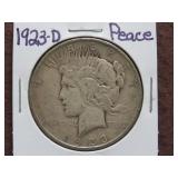1923 D PEACE SILVER DOLLAR 90%