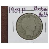 1909 P BARBER HALF DOLLAR 90%