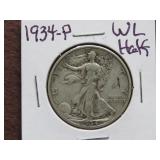 1934 P WALKING LIBERTY HALF DOLLAR 90%