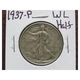 1937 P WALKING LIBERTY HALF DOLLAR 90%