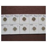 (10) MERCURY DIMES 90% VARIOUS DATES & MM