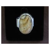 PICTURE JASPER STAMPED 925 RING SIZE 9