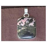 RHODONITE STAMPED 925 PENDANT