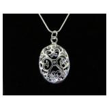 23" OVAL FILIGREE PENDANT STAMPED 925 NECKLACE