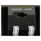 SMALL HOOP W/ WHITE SAPP STAMPED 925 EARRINGS