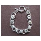 FANCY CIRCLE LINK STAMPED 925 BRACELET