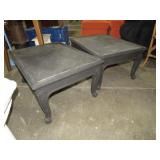 (2X)  SLATE TOP SOLID WOOD END TABLES