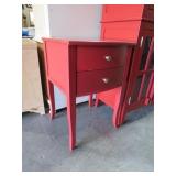 PAINTED RED (2) DRAWER END TABLE