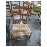 SOLID WOOD LADDERBACK ROCKER W/ RUSH SEAT