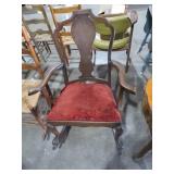EARLY ANTIQUE WALNUT ROCKER W/ CLOTH SEAT