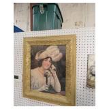 ANTIQUE FRAME W/LADY ON PHONE
