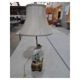 FITZ & FLOYD EGRET LAMP W/ SILK SHADE - RARE FIND