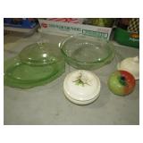 GREEN DEPRESSION GLASSWARE & DECORATIVE PCS