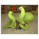 PAIR OF TV LAMPS - HAND PAINTED BIRDS