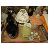 BIRD HOUSE, CANDLE LAMP, BEER GROWLERS & MISC