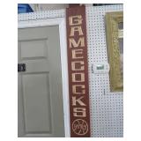 48" MADE IN USA HAND CARVED WOODEN GAMECOCKS SIGN