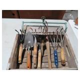 OLD GARDEN TOOLS & WATER HANGER