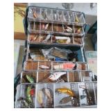 TACKLE BOX FULL OF LURES & MISC ITEMS