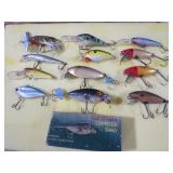 (12) VINTAGE FINSHING LURES, (1) W/ ORIG BOX