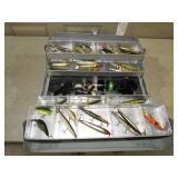 TACKLE BOX FULL OF FISHING LURES & MISC