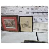 FRAMED INDEPENDENCE HALL & (2) PICS OF CHURCH ST