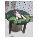 HAND PAINTED DOG WOOD STOOL