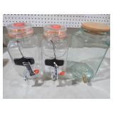 (3) GLASS TEA DISPENSERS