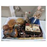 COLLECTION OF FIGURINES, CAT MUSIC BOX & MISC