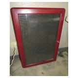 CHERRY FRAMED INFO DISPLAY BOARD W/ GLASS DOOR