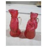 CRANBERRY GLASS COLONIAL MAN & WOMEN PITCHERS