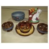 19TH CENTURY COPPER LUSTER CUPS & SAUCER, MISC