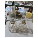 (2) GLASS OIL LAMPS