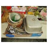 KITCHEN ITEMS, ROASTING POT, BASKETS & MISC