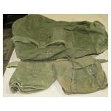 MILITARY DUFFEL BAG & (2) MILITARY SMALL BAGS