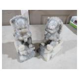 PAIR OF CHINESE MARBLE LION BOOK ENDS - AS IS