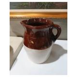 BROWN & WHITE CROCK PITCHER