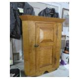 NICE ANTIQUE BIRDS EYE MAPLE HANGING CORNER CAB