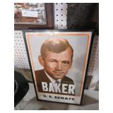 VINTAGE FRAMED HOWARD BAKER POLITICAL POSTER