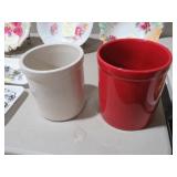 (2) RED & WHITE CROCKS