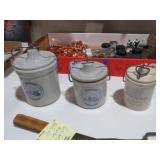 (3) ADVERTISING CHEESE CROCKS