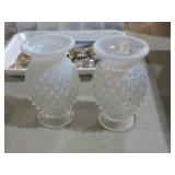 PAIR HOBNAIL OPALESCENT VASES