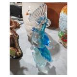 MURANO STYLE HEAVY GLASS PARROT STATUE