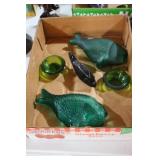 GREEN GLASS FISHES & SALT DIPS