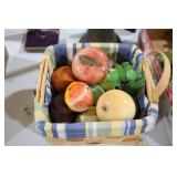 COLL. OF HEAVY MARBLE FRUIT IN BASKET