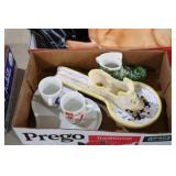 VINTAGE PLANTERS, SPOON DISH, MUGS, MISC