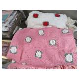 (2) HAND CROCHETED ROSE PATTERN BED SPREADS