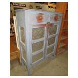 PAINTED 2DR/ 2 DWR #10 TINS PIE SAFE