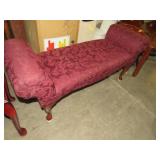 PADDED BURGUNDY CLOTH BED BENCH